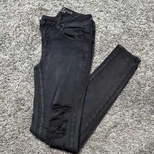 American Eagle Women's Black Distressed Jegging